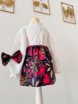 Jupe pour enfant en wax - avec noeud - petite fille–tenue de cérémonie africaine