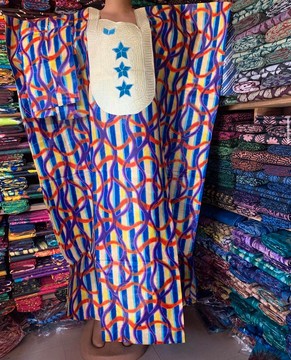 Adire Boubou, African Bubu, African Print Kaftan, Adire Silk Dress, Tie &amp; Dye Dress