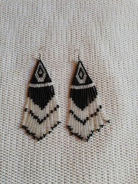 African Beaded Tassel earrings, Fringe earrings, Elegant earrings, Tribal earrings, Gift for her