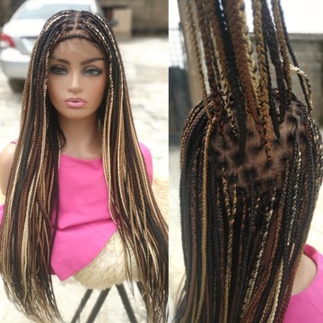 Tresses de boîte sans noeuds, perruque en dentelle 30 pouces