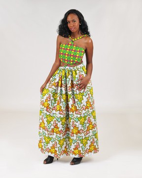 African Print Ankara Multicolor Two Piece Maxi Skirt Dress