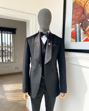 Costume de smoking en tissu Nobility noir anthracite à revers châle