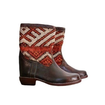 BIG SALE! Genuine leather boots with Kilim Handmade by Cuiroma craftsmen in Morocco