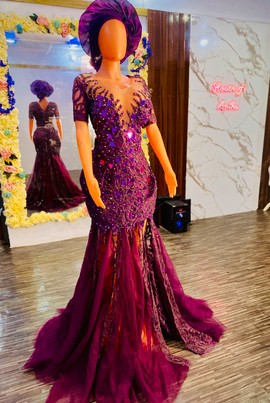 Robe sirène de luxe avec autogele, robe de mariée élégante