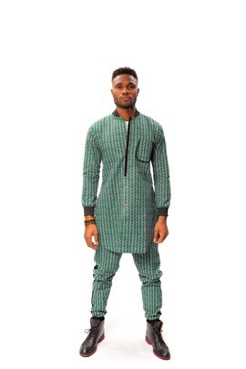 African Print Ankara Long Shirt and Matching Side Stripe Pants, Ankara Top &amp;  Pants