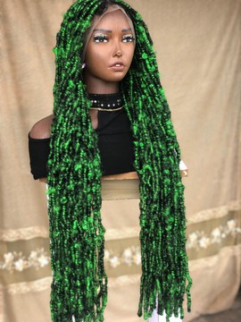 Full lace distressed locs, black and lime green distressed  locsFor Black Women