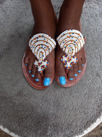 Masai sandals, Beaded sandals, Kenyan sandals, African sandals, Female sandals, Leather sandals