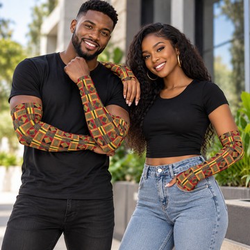 African Kente Pattern Arm Warmers Gloves | Kente Fashion Accessories | Bynelo