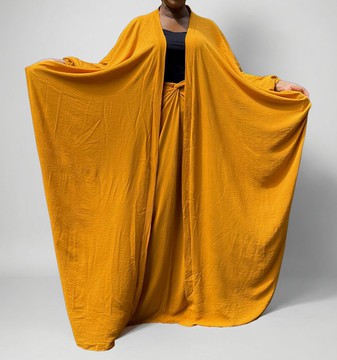 Two Piece Oversized Crepe Maxi Cardigan Top and Wrap Skirt Set