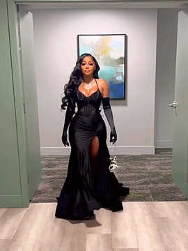 Luxury mermaid dress,black dinner dress , black prom dress