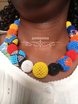 Beaded ball choker necklace, African necklace, women necklace, choker necklace