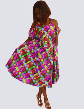 Robe évasée imprimée wax