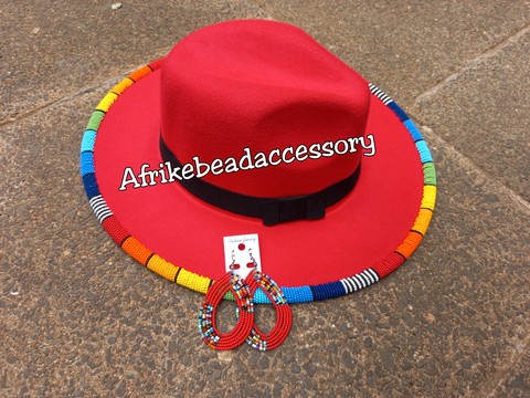 fedora hat, beaded fedora, African fedora