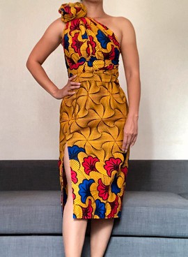 Robe midi en wax convertible