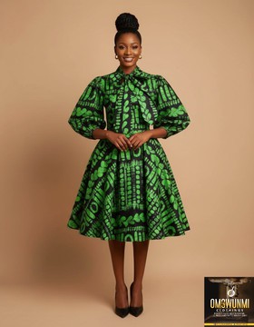 Bow collar flare dress