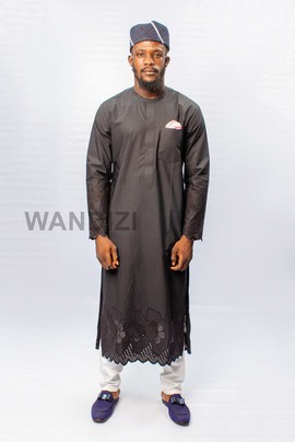 Black Tunic with lace pattern, Mens Tunic, Mens Shirt, Mens Top