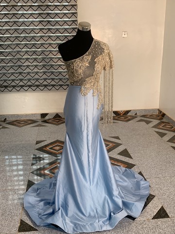 Red patches prom dress, trending and unique wedding dresses