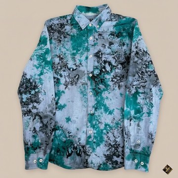 Emerald Frost Hand-Dyed Men Longsleeves Shirt