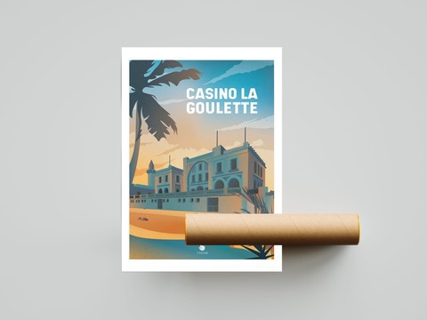 Poster A3 Lieu Célèbre En Tunisie "Casino La Goulette" 33 cm x 48,3 cm, Décoration Murale