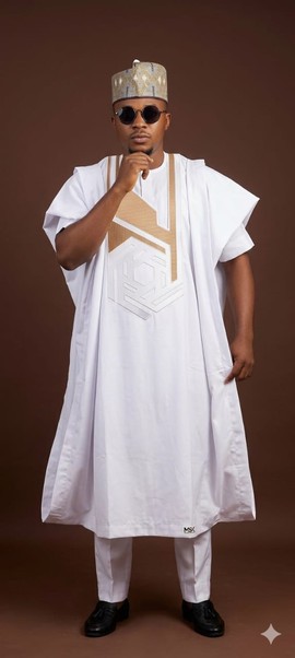 Agbada with kaftan and trouser with classic embroidery