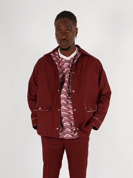 Veste à liseré gabardine bordeaux