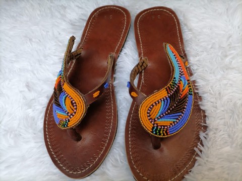 Sandales Massaï / sandales en cuir africain / sandales d'été / tongs plates