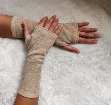 Mitaines mi-longues / coton bio pailleté ou