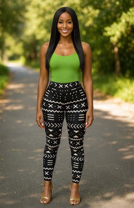 Leggings africains à imprimé tribal noir et blanc - Authentiques