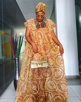 Exquisite Woman Embellished Agbada Dress for Weddings/Special Occasions