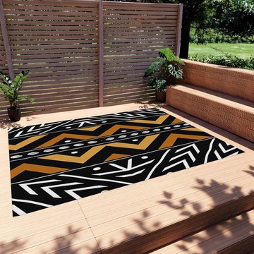 Zigzag Black Outdoor Rugs African Elegance Carpet Mudcloth (LARGER SIZES AVAILABLE)