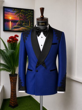 Costume de smoking croisé bleu royal OKXEEL