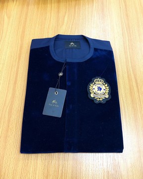 A Navy Blue Southern Kaftan, Metal Wire Bullion Crest &amp; a complementary Matching Face Mask