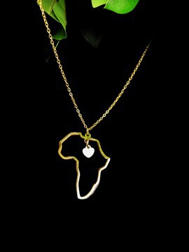 Gold color  african map necklace