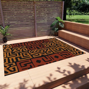 African Kuba Carpet Traditional Colourful Outdoor Rug (LARGER SIZES AVAILABLE)