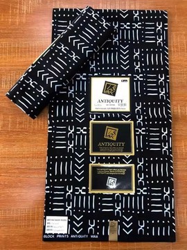 Tissus  African Wax 100 % coton 2 yards " bogo black and white" "