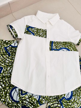 Set in wax t-shirt and matching pants - bogolan loincloth