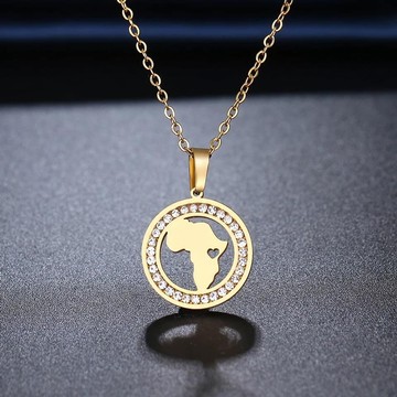 18K gold plated african map necklace