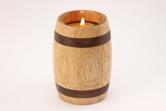 Unique drum shaped tea light wooden candle