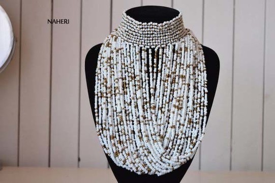 African Maasai Beaded Choker Necklace | African tribal Necklace | White Necklace