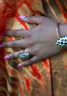 Bague bronze et Os « vintage »