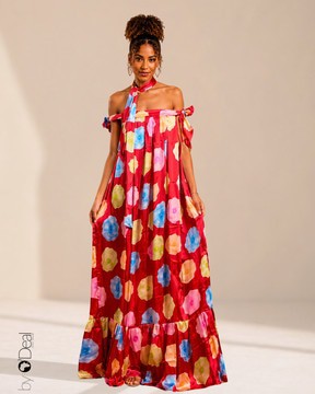 Off-the-shoulder silk maxi dress
