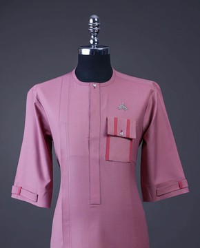 A Mauve, Front flap with silver Swarovski button Kaftan native.