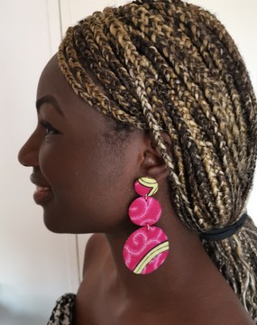 Pink wax earrings 3 levels