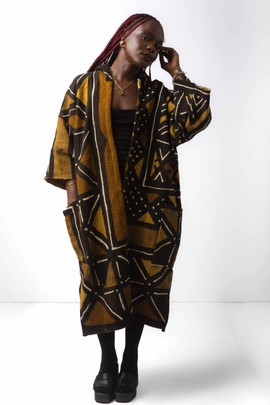 Eathenware hooded bogolan cloak (Pre-Order)