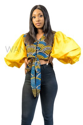 African Print Crop Puff Sleeve Top, Ankara Crop Top, Wax Print Top,