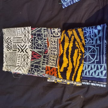 Lot 5 Coupons Tissus pagne Ndop Cameroun en coton léger 45x60