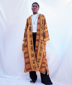 Caramel Hooded Bogolan Cloak (Pre-Order)