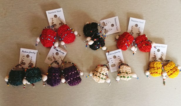 7 earrings, sisal earrings, handmade earrings, baskets earrings.