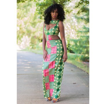 African Print Ankara Multicolor Cutout Maxi Dress