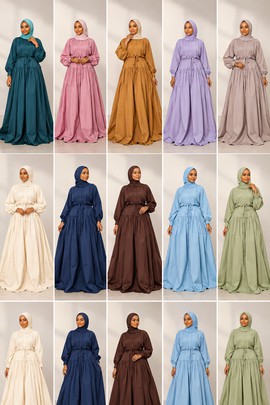 Robe maxi modeste pour femme – Robe abaya musulmane fluide à manches longues, robe longue
